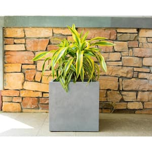 16 in. W Square Weathered Concrete/Fiberglass Indoor Outdoor Elegant Planter