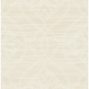 Medallion Scallop Light Beige and Ivory Paper Strippable Wallpaper Roll (Cover 56.05 sq. ft.)