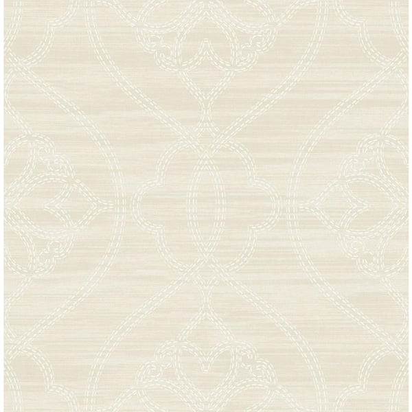 CASA MIA Medallion Scallop Light Beige and Ivory Paper Strippable Wallpaper Roll (Cover 56.05 sq. ft.)
