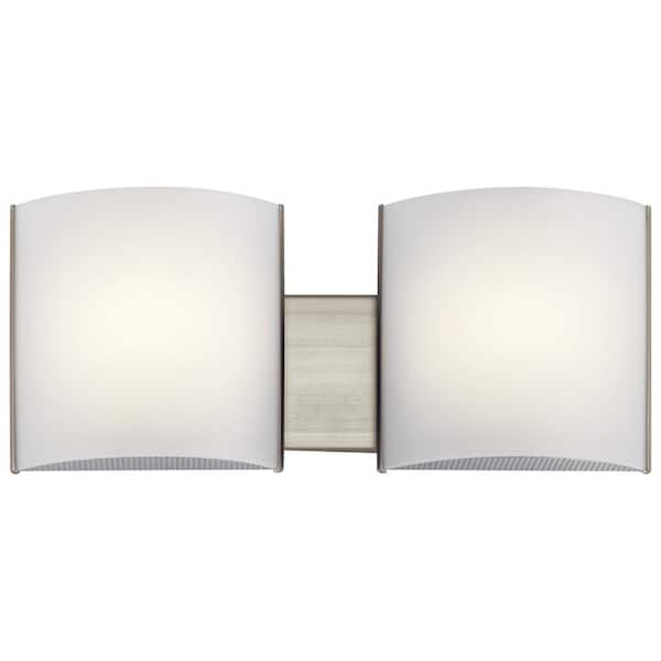 KICHLER Independence 19.25 in. 2-Light Brushed Nickel Integrated LED Transitional Bathroom Vanity Light Bar