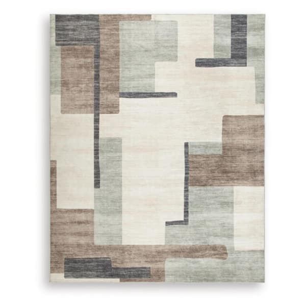 Larkport 8 ft. x  10 ft. Beige/Brown Abstract Washable Area Rug