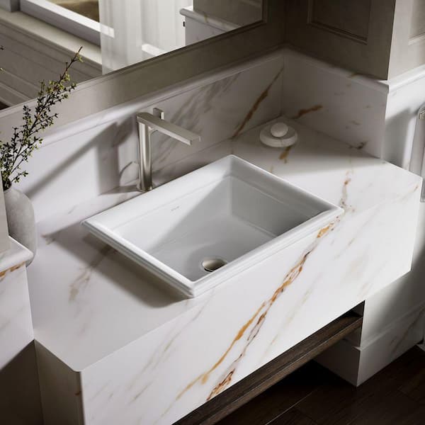 KOHLER Artifacts 21 in. x 20.88 in. Drop-In Bathroom Sink in White Vitreous China