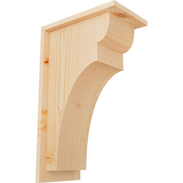 Ekena Millwork 7-1/2 in. x 12 in. x 20 in. Douglas Fir Yorktown Smooth Corbel with Backplate