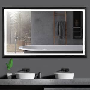 72 in. W x 36 in. H Oversized Rectangular Framed Dimmable Wall Bathroom Vanity Mirror in Black