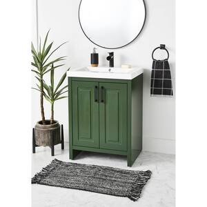 21.1 in. W x 18.88 in. D  x 34 in. H Freestanding Bathroom Vanity in Green with White Resin Single Sink Top