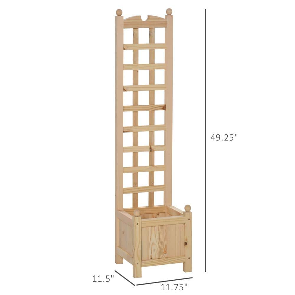 Natural Wood Raised Garden Bed with Trellis for Climbing Plants