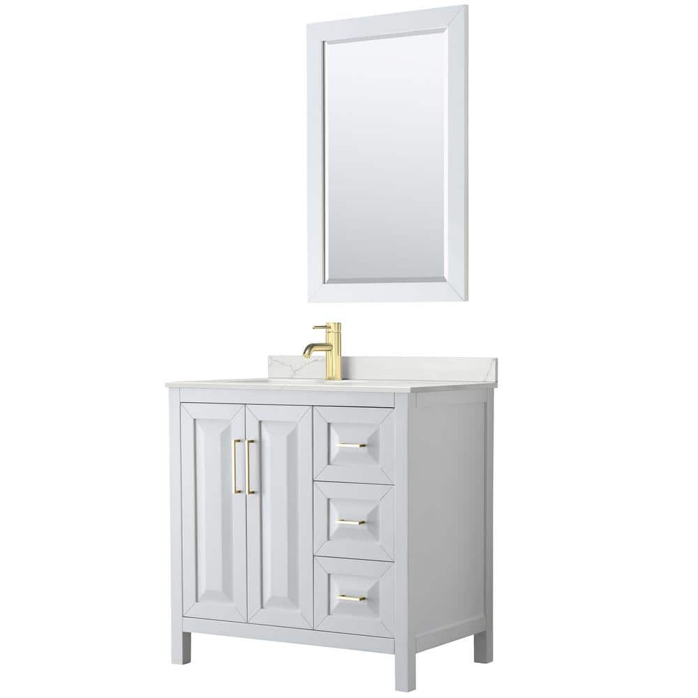 Daria 36 in. W x 22 in. D x 35.75 in. H Single Bath Vanity in White with Giotto Quartz Top and 24 in. Mirror price history on PriceWatchPro