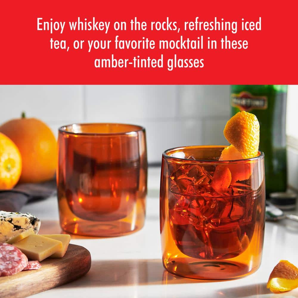 Amber Double-Wall Borosilicate Glass Tumbler Set