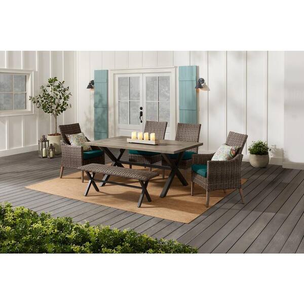 Hampton Bay Rock Cliff 6-Piece Brown Wicker Outdoor Patio Dining Set