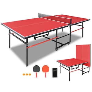Soozier Portable Table Tennis Table with Net, Paddles, Balls, MDF