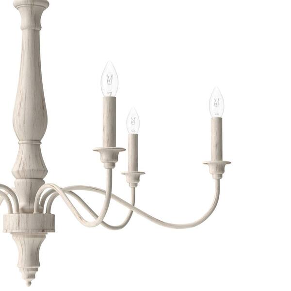 Hunter Teren 9-Light Matte White Traditional Led Bare Bulb Chandelier