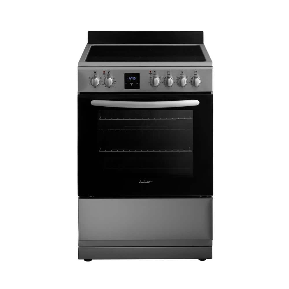 24" Stainless Steel Electric Range with Convection Oven and Glass Top