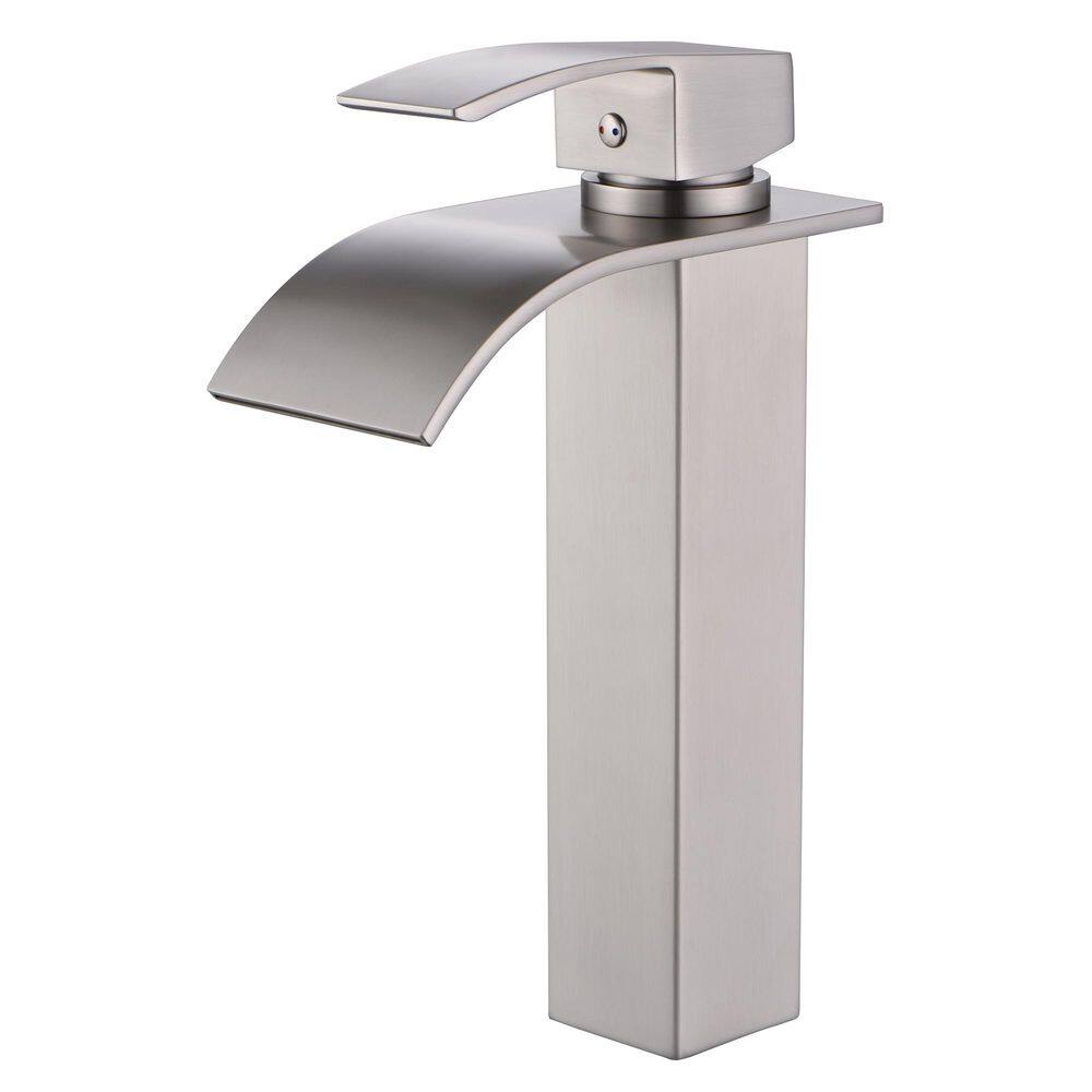 Vessel Single Handle Single Hole Bathroom Faucet with Waterfall in Brushed Nickel price history on PriceWatchPro