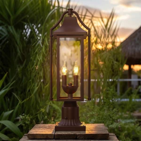 Maxax 23 in. 2-Light Bronze Metal Hardwired Outdoor Rust And