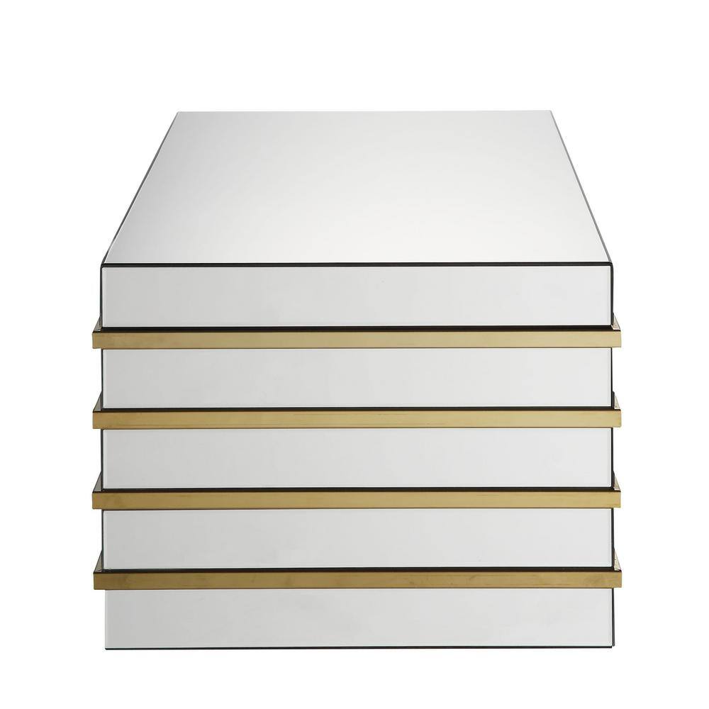 Osma 44" Mirrored Glass Lift-Top Coffee Table with Storage