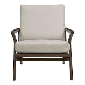 Modern Wood Frame Upholstered Accent Chair in Biscuit Beige (28" W)