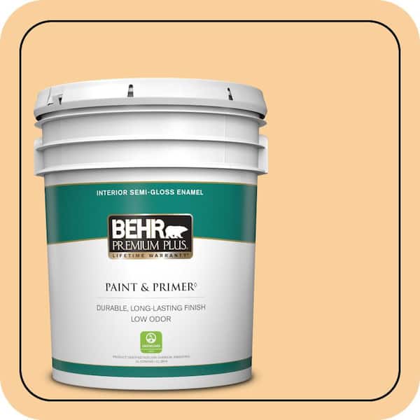 BEHR PREMIUM PLUS 5 gal. #310C-3 Warm Cocoon Semi-Gloss Enamel Low Odor Interior Paint & Primer