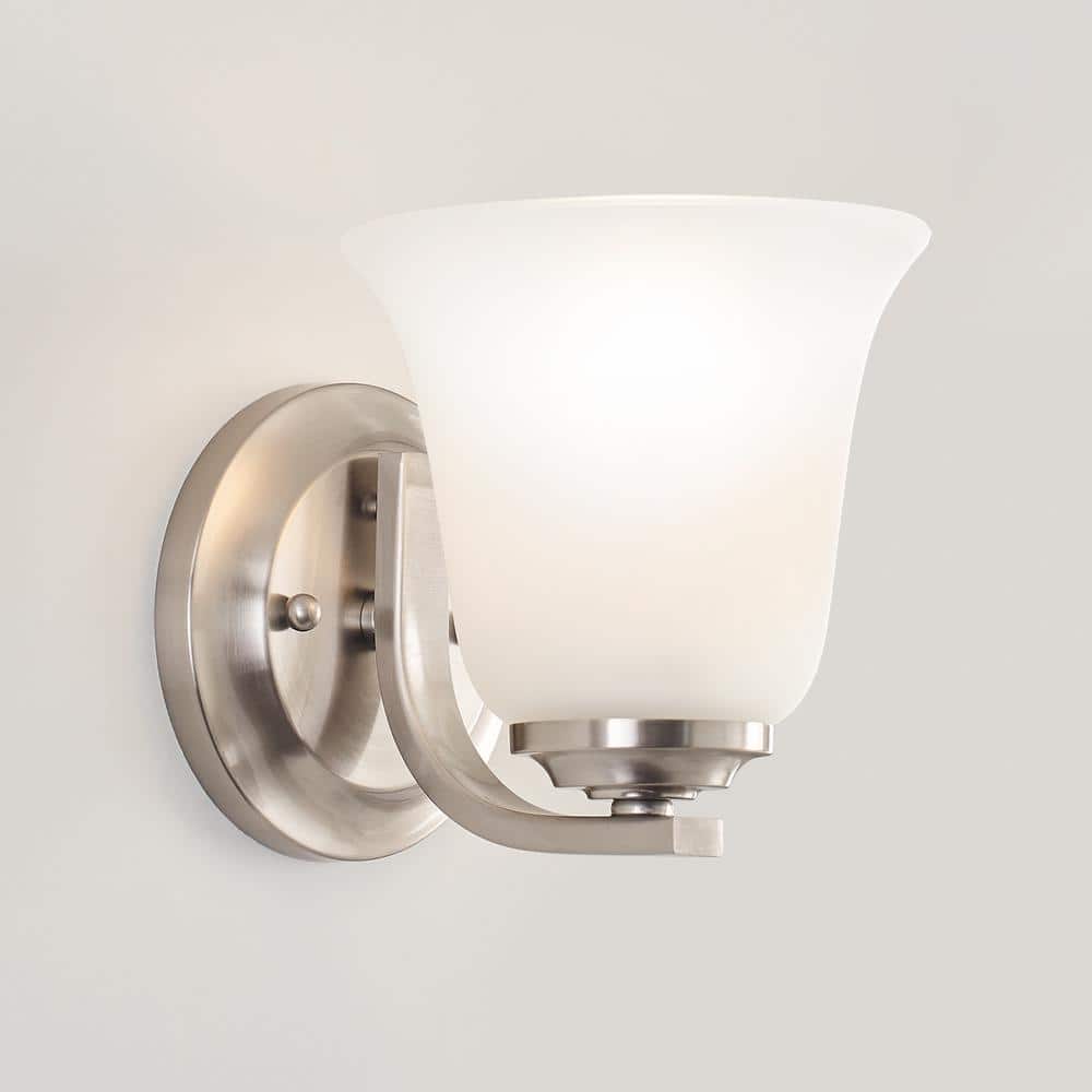 Brushed Nickel Wall Sconce with Satin Etched Glass Shade