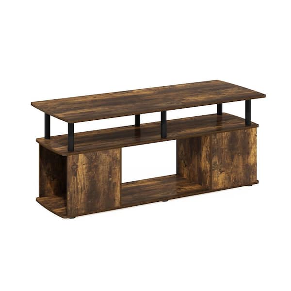 Furinno Jaya 48 in. Amber Pine Large Rectangle Wood Coffee Table with Shelf