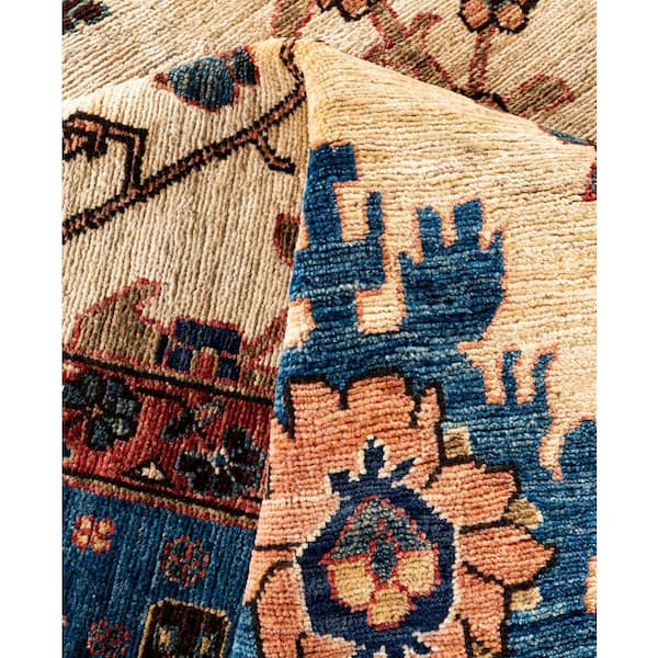 Serapi Ivory 9 ft. x 12 ft. Tribal Wool Indoor Area Rug