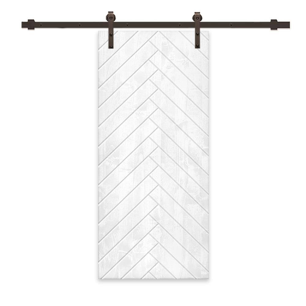 30 in. x 80 in. White Stained Pine Wood Modern Interior Sliding Barn Door with Hardware Kit price history on PriceWatchPro