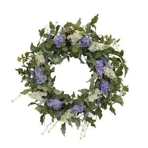 24 in. Artificial Dia Hyacinth and Lavender Twig Wreath