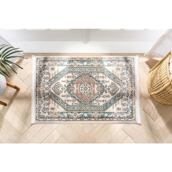 Blue 2 ft. x 3 ft. Indira Jane Vintage Bohemian Tribal Medallion Area Rug