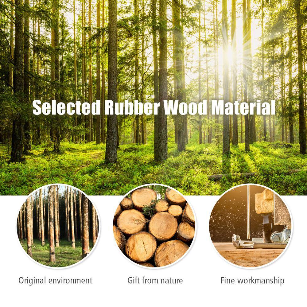 Adjustable Brown Rubber Wood Coat Rack with 8 Hooks