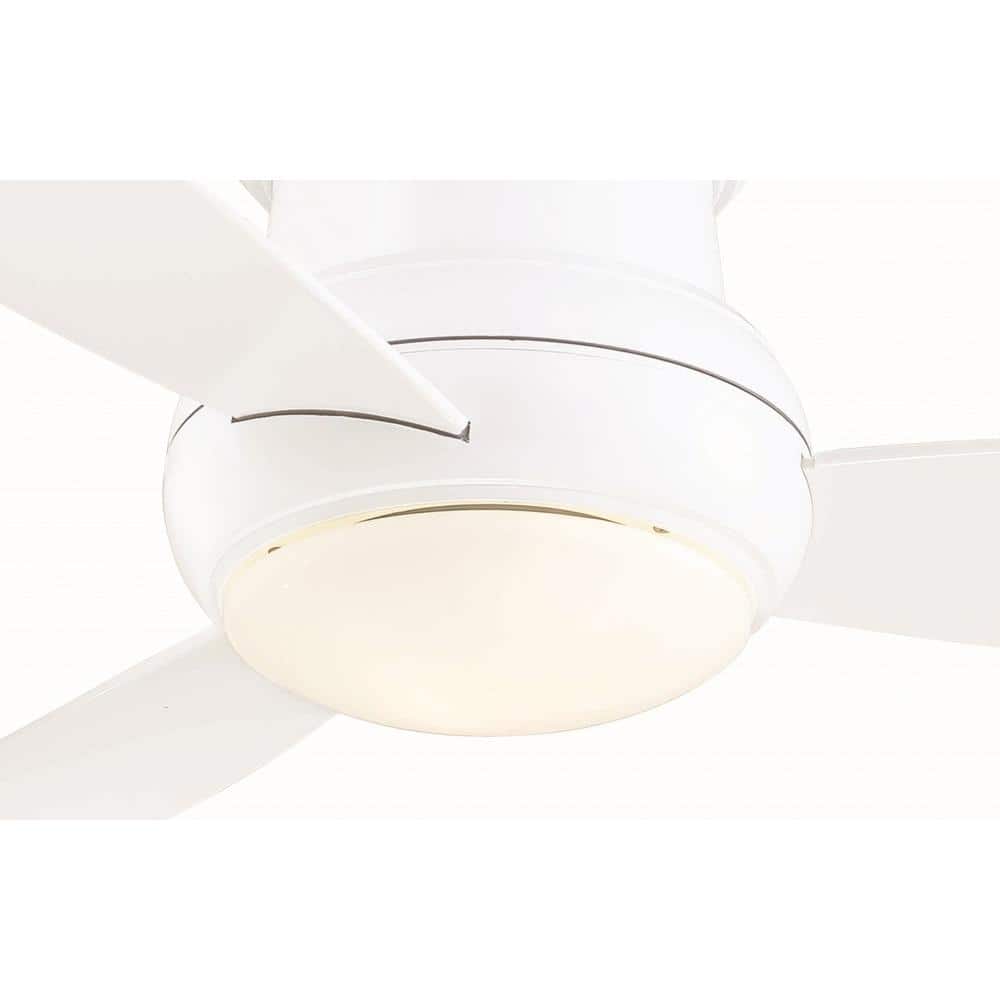 52" White Low Profile LED Ceiling Fan with Remote and Light