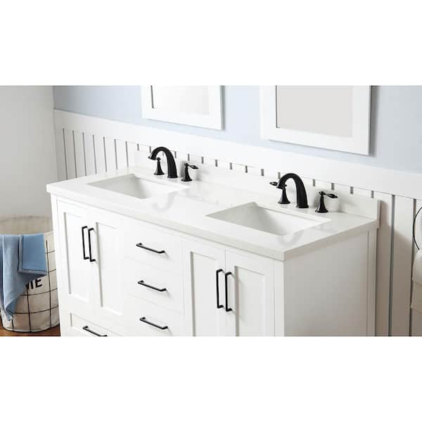 White With Cultured Marble Vanity Top, Vanity Top 60 Inch