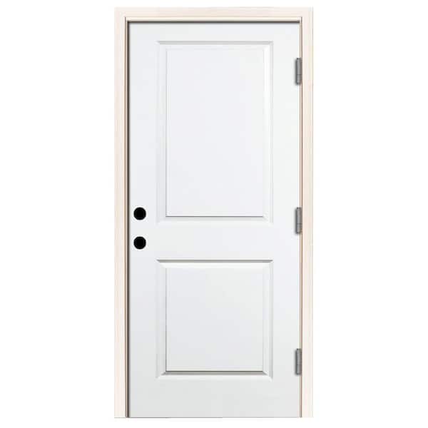 Steves & Sons 36 in. x 80 in. Element Series 2-Panel Square Wht Prime Steel Prehung Front Door Left-Hand Outswing w/ 6-9/16 in. Frame