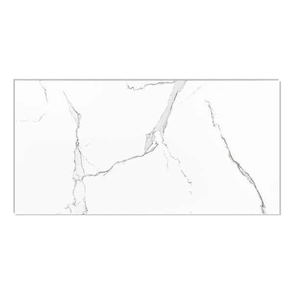 White Marble 4 MIL x 12 in. W x 24 in. L Interlocking Waterproof VinylWall Tile UV Resistant NoGrouting (20 sq. ft./Box)