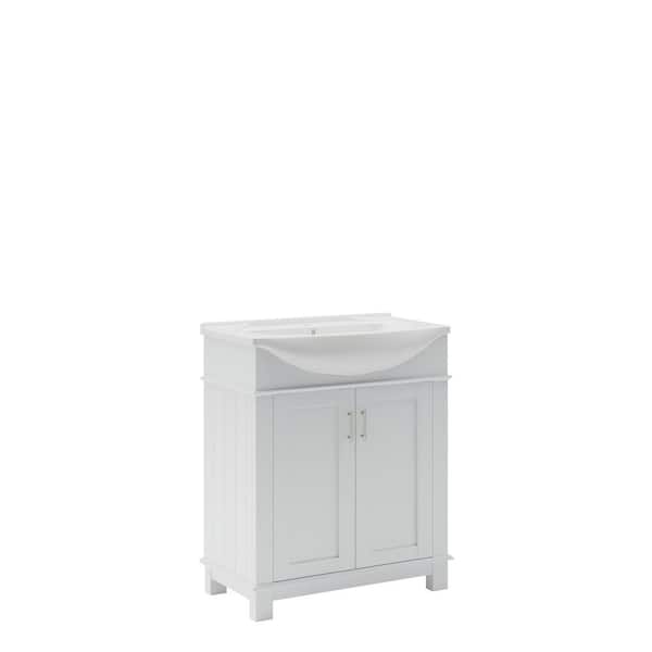 Fresca Hartford 30 in. Single Sink Transitional White Bath Vanity with White Ceramic Top and Integrated Sink
