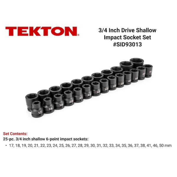 3/4 in. Drive 6-Point Impact Socket Set, 25-Piece (17-50 mm, Common Sizes)