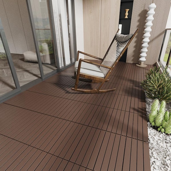 Unbranded 24pcs 2 ft. Patio Deck Tiles, DIY Module Interlocking Decking Tiles Floor Tile, Easy Court Tiles for Poolside Backyard