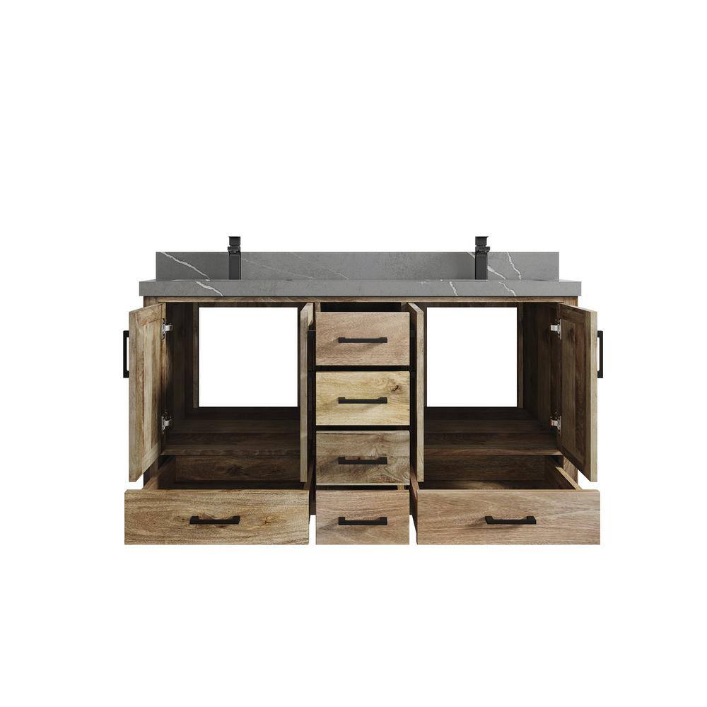 Malibu 60'' Natural Mango Wood Double Sink Vanity