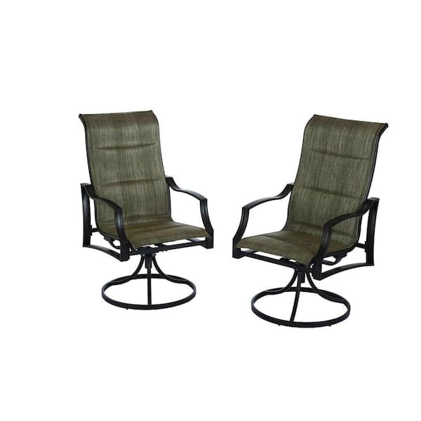 Hampton Bay Statesville Padded Sling Swivel Patio Dining Chair (2-Pack)
