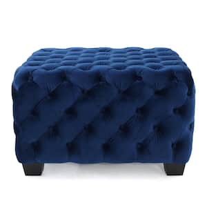 Jaymee Navy Blue Square Ottoman