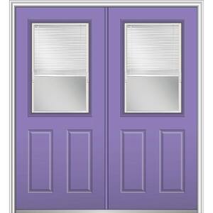 72 in. x 80 in. Internal Blinds Right-Hand Inswing 1/2-Lite Clear Glass 2-Panel Painted Steel Prehung Front Door