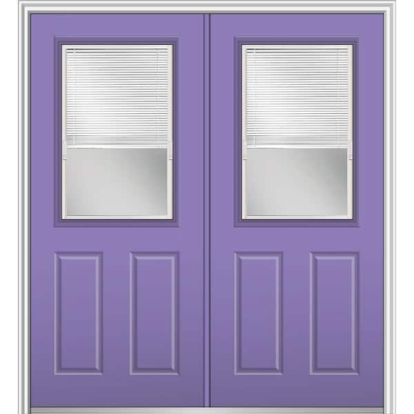 MMI Door 72 in. x 80 in. Internal Blinds Right-Hand Inswing 1/2-Lite Clear Glass 2-Panel Painted Steel Prehung Front Door