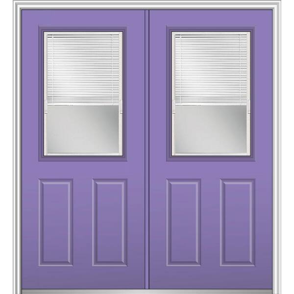 MMI Door 64 in. x 80 in. Internal Blinds Left-Hand Inswing 1/2-Lite Clear Glass 2-Panel Painted Steel Prehung Front Door