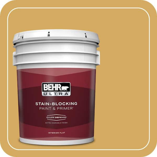BEHR ULTRA 5 gal. #350D-5 French Pale Gold Extra Durable Flat Interior Paint & Primer