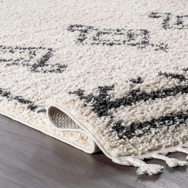 Textured Diamond Shag Bath Rug Cream - Opalhouse™