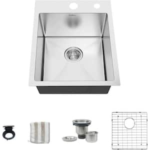 18 in. Undermount Single Bowl Stainless Steel Kitchen Sink with Accessories