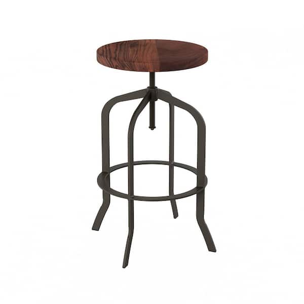 Lavish Home 32 75 In Adjustable Modern, Round Metal Swivel Bar Stools With Backless