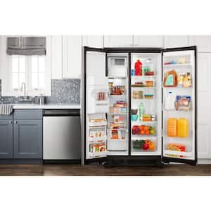24.6 cu. ft. Side by Side Refrigerator with Dual Pad External Ice and Water Dispenser in Stainless Steel