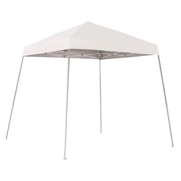 ShelterLogic 8 ft. W x 8 ft. D Sports Series Slant-Leg Pop-Up Canopy in White with 4-Position-Adjustable Steel Frame and Storage Bag