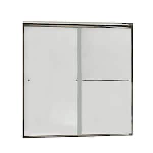 60 in. W x 57.4 in. H Sliding Frameless Shower Door in Chrome Finish with Frosted Glass