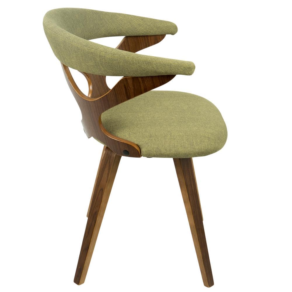 Green Upholstered Wood Side Chair with Swivel Seat
