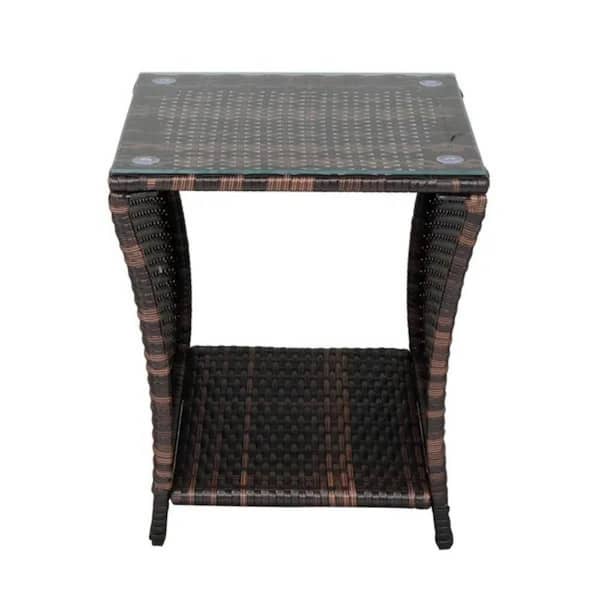 All Weather Brown Wicker 20 in. Outdoor Side Table
